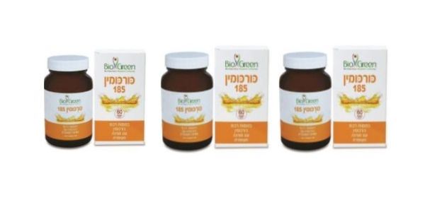 שלישיה כורכומין 185 לספיגה משופרת 60 כמוסות ביו גרין Bio Green