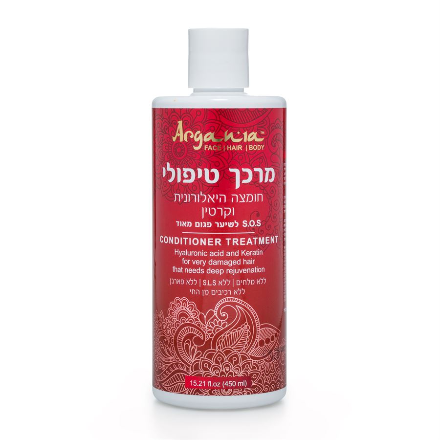 מרכך טיפולי חומצה היאלורונית וקרטין 450 מ"ל ארגניה