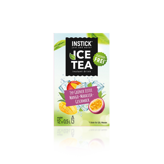 אבקה להכנה משקה בטעם תה ירוק בטעם מנגו פסיפלורה ללא תוספת סוכר - אינסטיק - 30 גרם