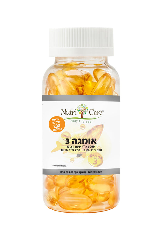 נוטריקר - אומגה 3 1000 מ"ג אריזת חיסכון - 200 כמוסות