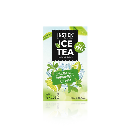 אבקה להכנה משקה בטעם תה ירוק בטעם ליים מנטה ללא תוספת סוכר - אינסטיק - 30 גרם